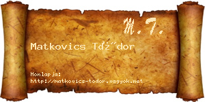 Matkovics Tódor névjegykártya